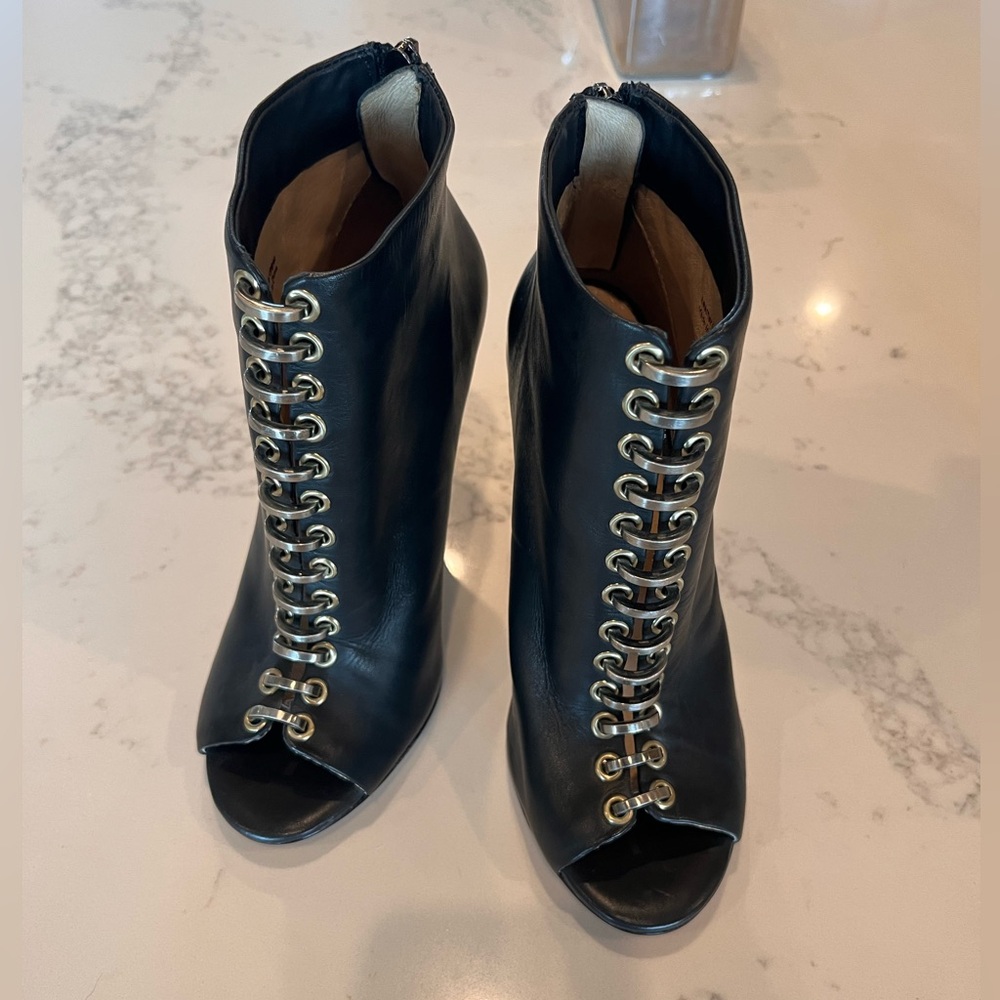 LAMB Leather Peep-toe Booties